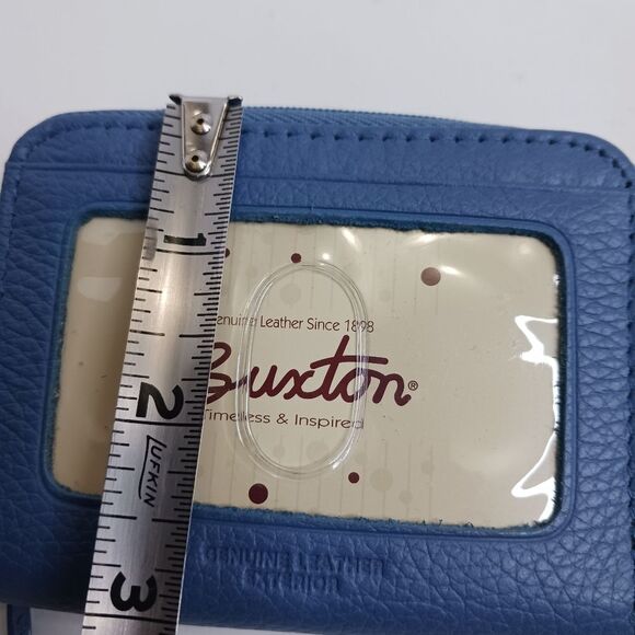 Buxton Blue Genuine Leather Credit Card Holder/Name Card Wallet - Picture 4 of 9